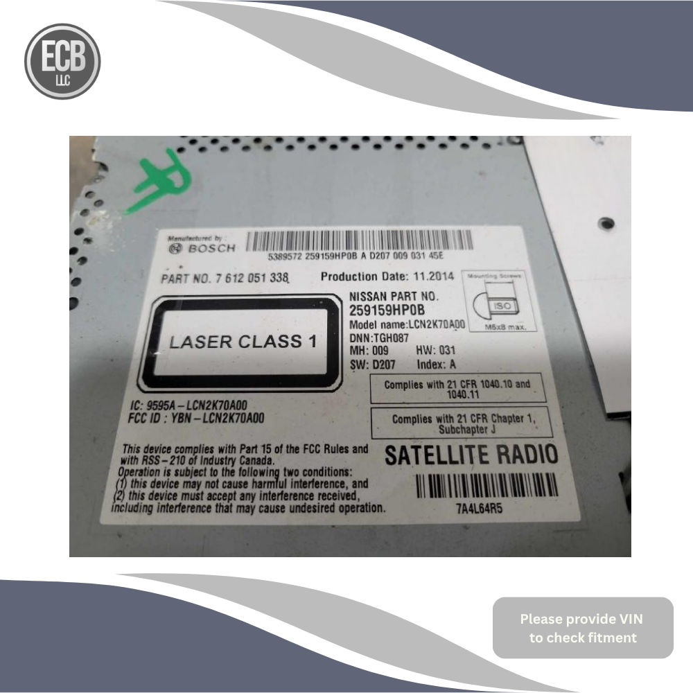 2015 Nissan Altima AM FM CD Player Radio Receiver with Navigation & Display OEM — view 2