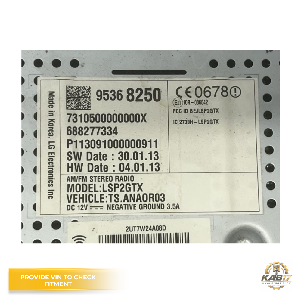 2014 Chevrolet Sonic AM FM MP3 Radio Receiver with Display OEM — view 3