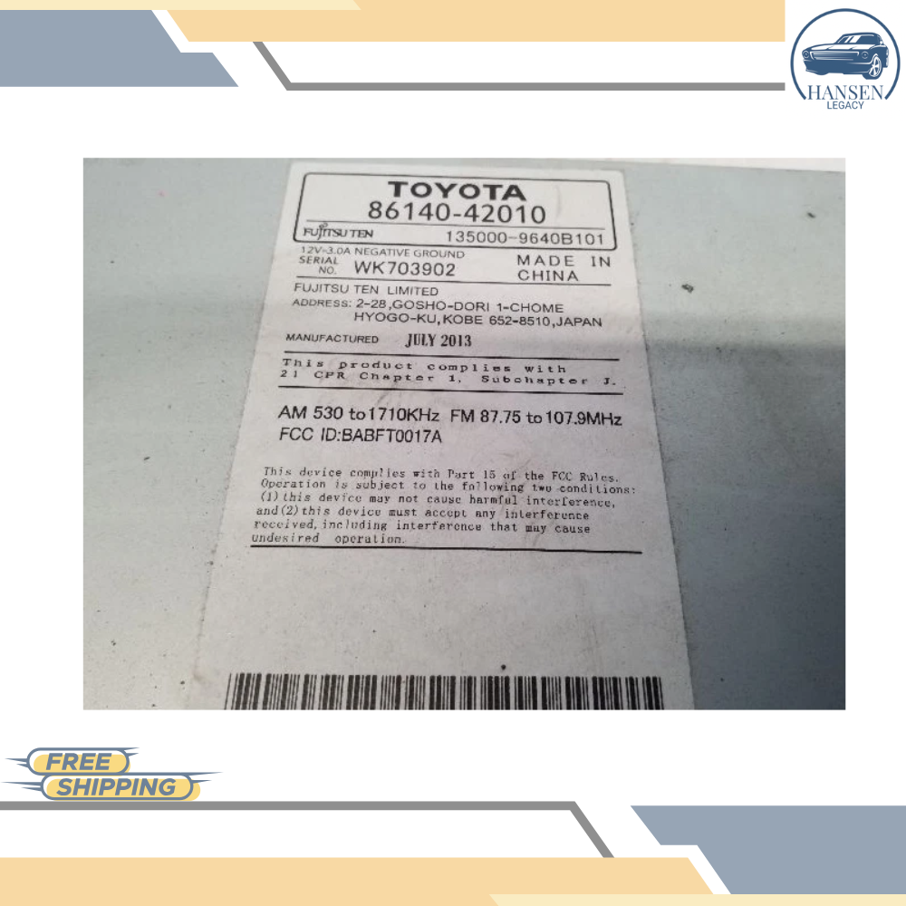 2013 Toyota Rav4 Radio Receiver with Display Screen 100067 OEM — view 2