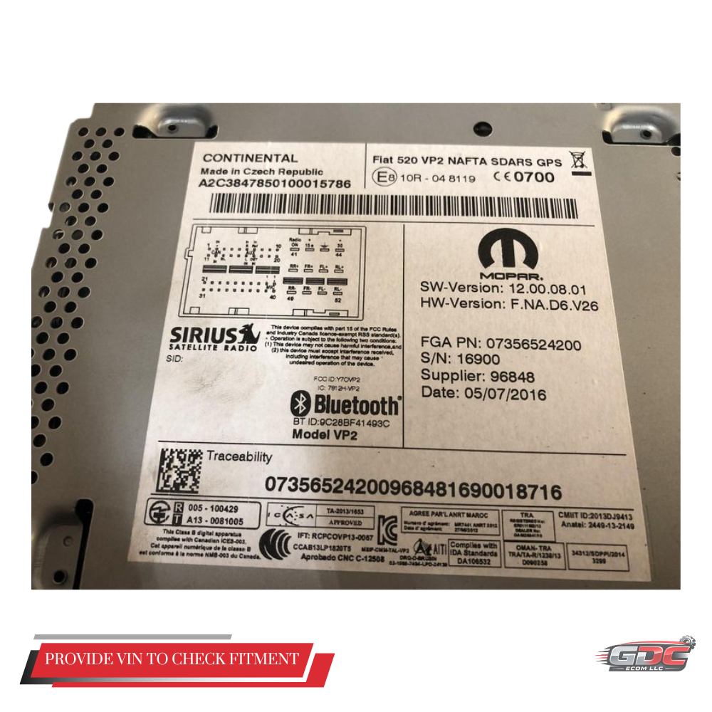 2015–2017 Jeep Renegade AM FM Radio Receiver With Display Screen OEM — view 2
