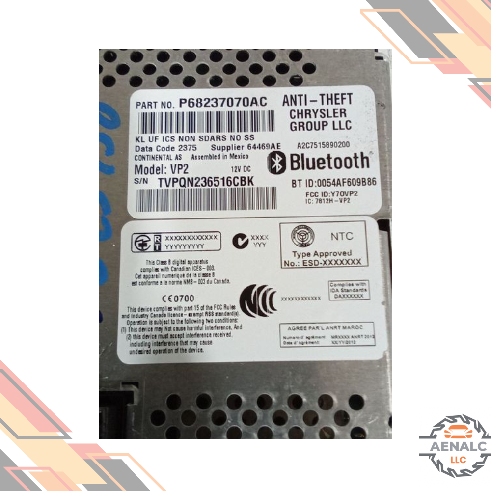 2016 Jeep Cherokee Display Screen Bluetooth Radio Receiver OEM — view 3