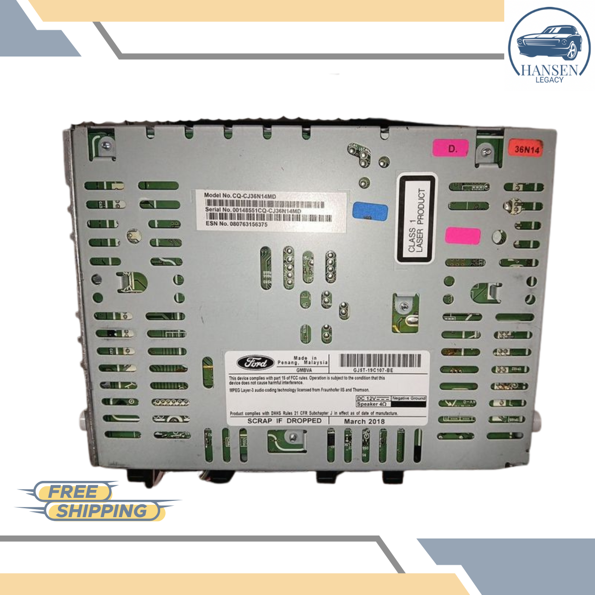 2017–2019 Ford Escape AM-FM-CD-MP3 Radio Receiver ID GJ5T-19C107-BE — view 4