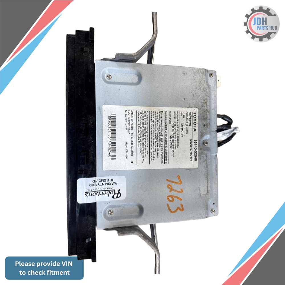 2017–2019 Toyota Corolla Radio Display Receiver 100638 OEM — view 3