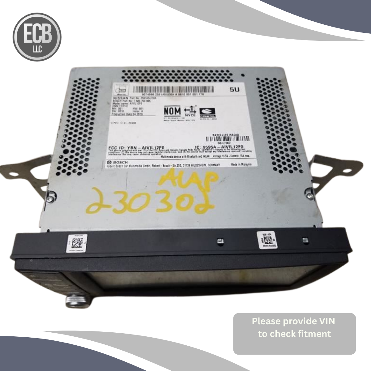 2018–2019 Nissan Sentra Radio Receiver Navigation 7" Screen OEM — view 2