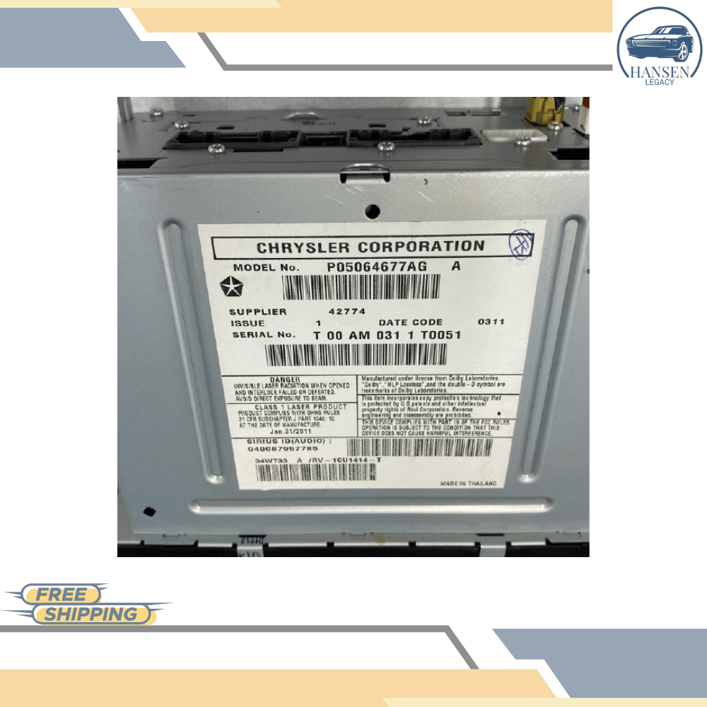 2010–2012 Dodge Caliber Radio AM/FM Satellite DVD Player Receiver ID RBZ OEM — view 5