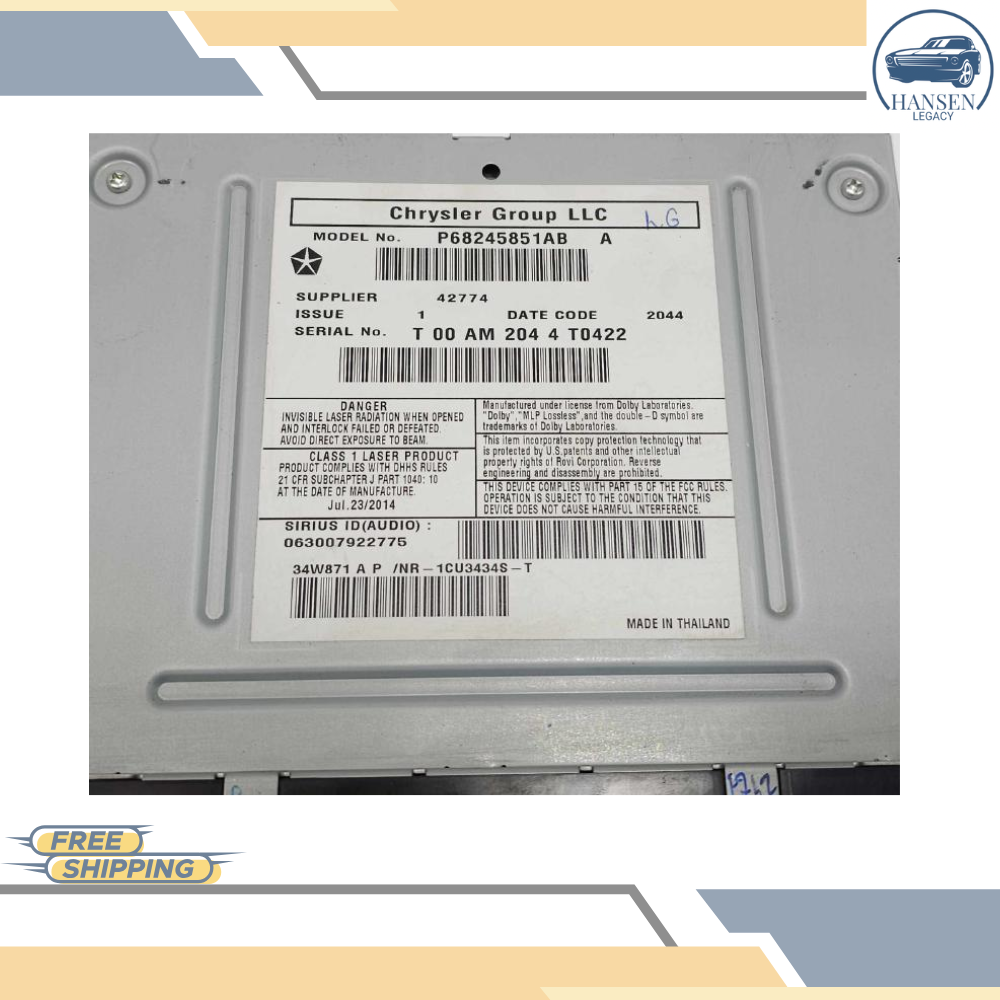 2013–2019 DODGE CARAVAN AM FM CD Navigation Radio Player Display Screen RHB OEM — view 4