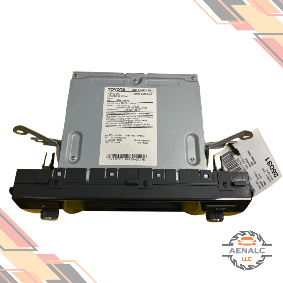 2014–2016 Toyota Corolla Touchscreen Display Receiver Face ID 100149 14 15 16 — view 3