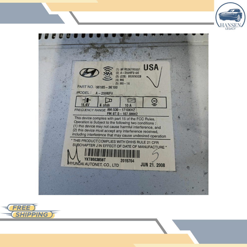2009–2010 Hyundai Sonata Radio Receiver Display AM FM CD XM 96185-3K100 OEM — view 3