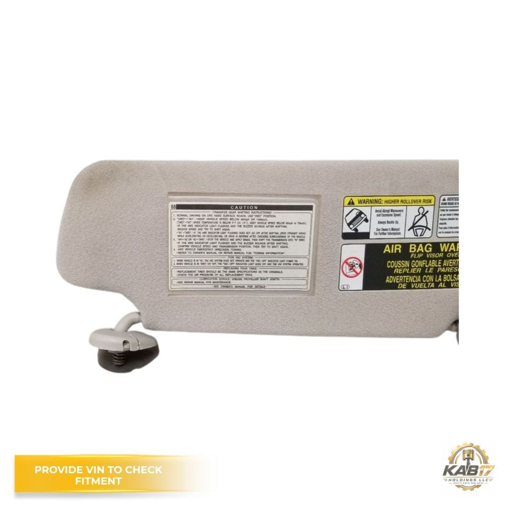 2009–2013 Toyota Tundra Gray Cloth Driver LH Sun Visor Shade OEM — view 2