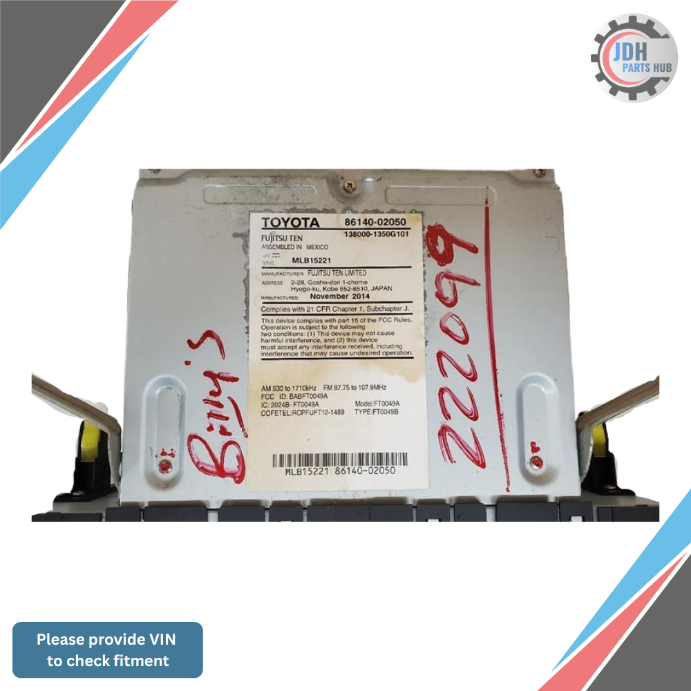 2014–2016 Toyota Corolla Touchscreen Display & Receiver OEM — view 2