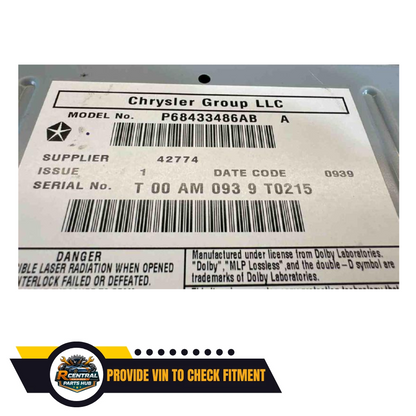 2012–2019 Dodge Caravan Radio MULTIMEDIA SATELLITE AM FM CD RBZ OEM — view 3