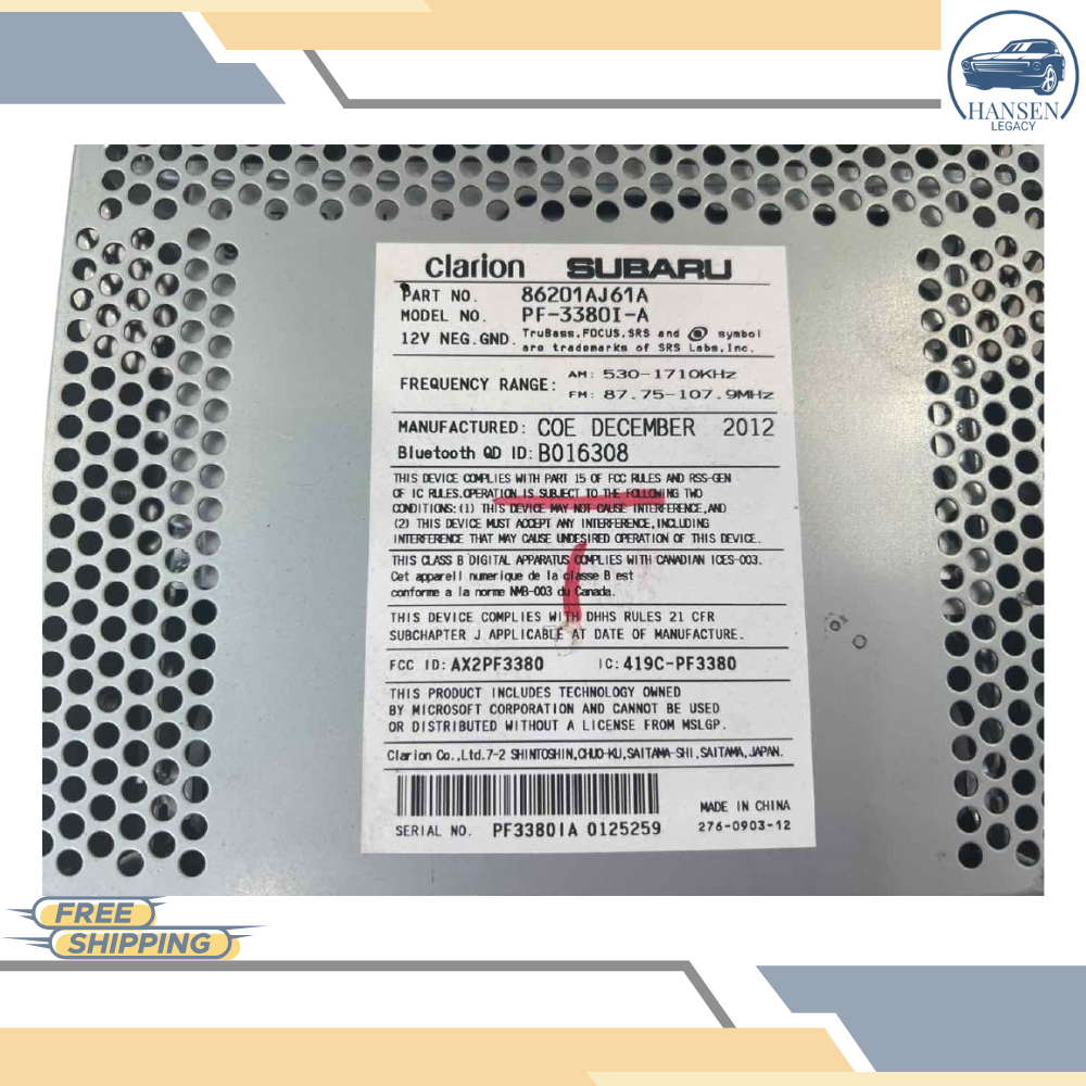 2012–2014 Subaru Legacy AM FM CD Radio Receiver ID CE617U1 Tested 12 13 14 — view 5