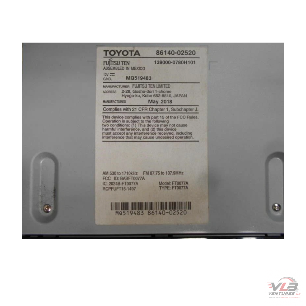2017–2019 Toyota Corolla Radio Display Receiver 100639 OEM — view 4