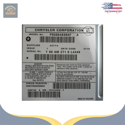 2011 Jeep Grand Cherokee Radio with Navigation Sat CD DVD HDD Face ID RHB OEM — view 3