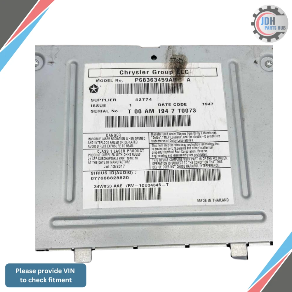 2012–2019 Chrysler Town & Country Radio Multimedia Satellite AM FM CD RBZ OEM — view 3