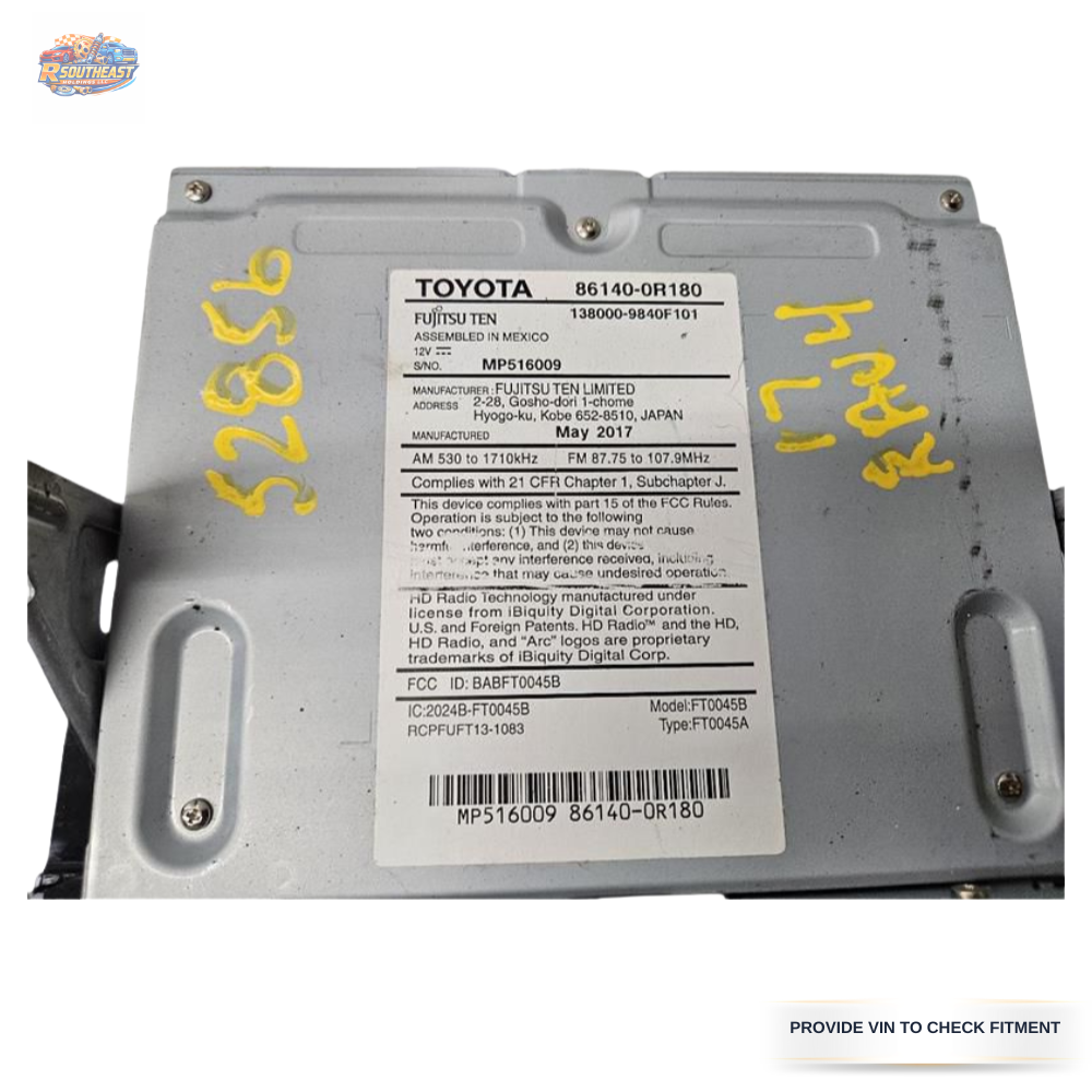 2016–2018 Toyota Rav4 AM FM CD Sirius XM Audio Radio Player Display Screen OEM — view 2