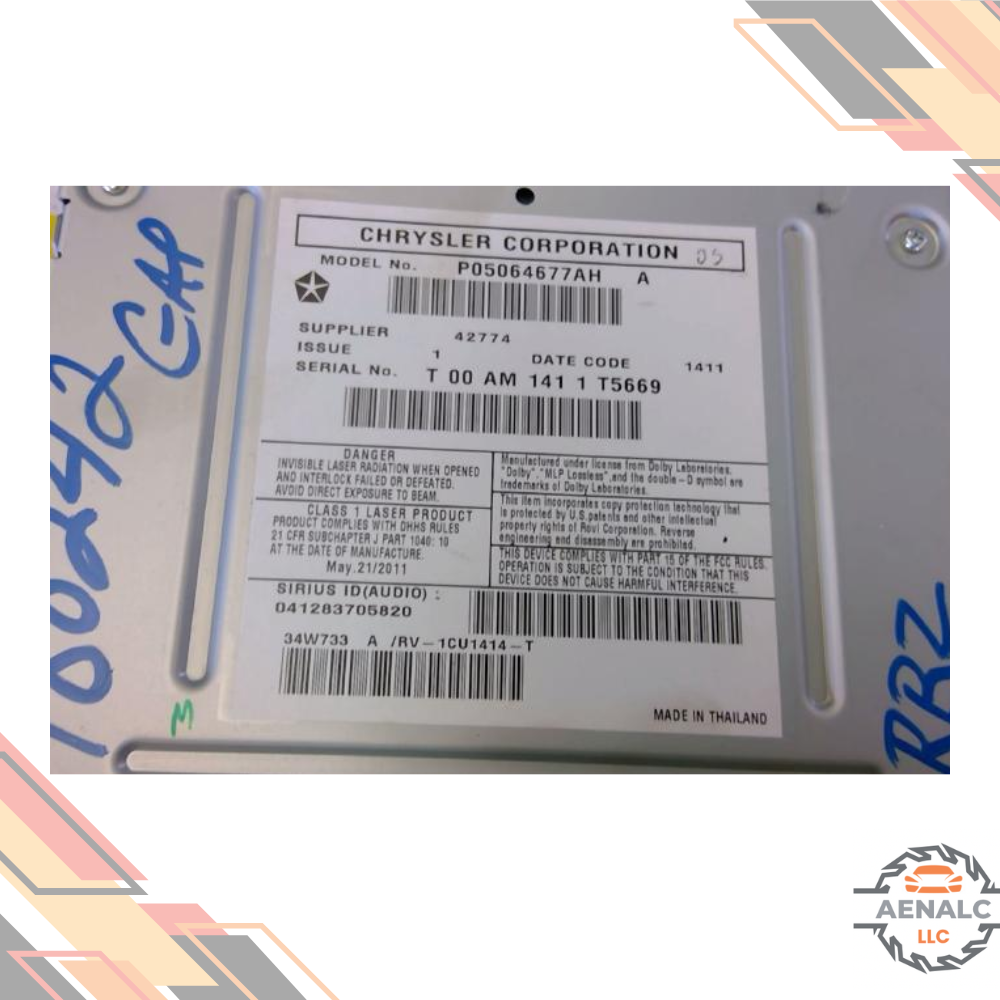 2011–2014 Chrysler 200 AM/FM/DVD Radio CD Player Receiver RBZ OEM — view 3