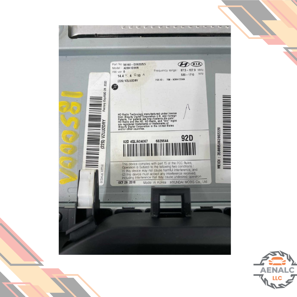 2019–2021 Hyundai Tucson AM FM Sirius XM Audio Radio Player Display Screen OEM — view 3