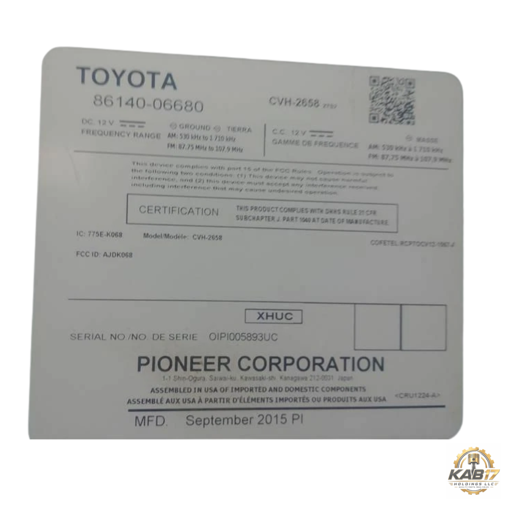 2015–2017 Toyota Camry Radio Touch Screen Display & Receiver OEM — view 4