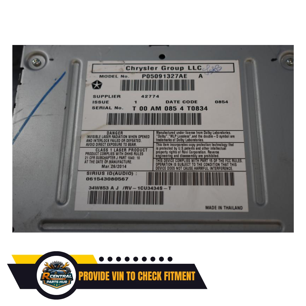 2012–2019 Chrysler Town & Country Radio MULTIMEDIA SATELLITE AM FM CD RBZ OEM — view 3