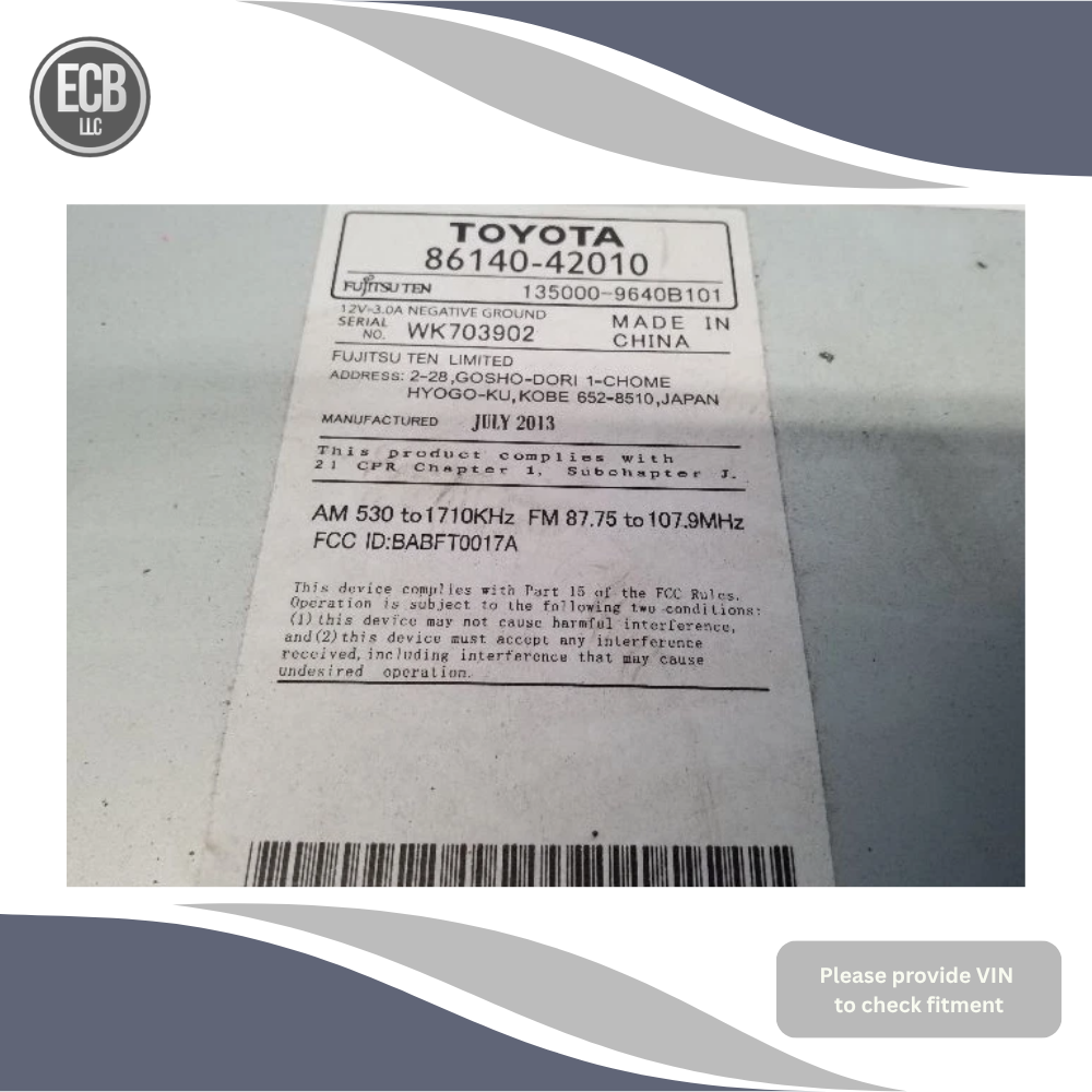 2013 Toyota Rav4 Radio Receiver with Display Screen 100067 OEM — view 2