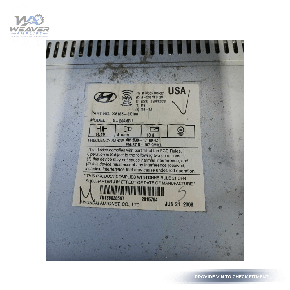 2009–2010 Hyundai Sonata Radio Receiver Display AM FM CD XM 96185-3K100 OEM — view 4