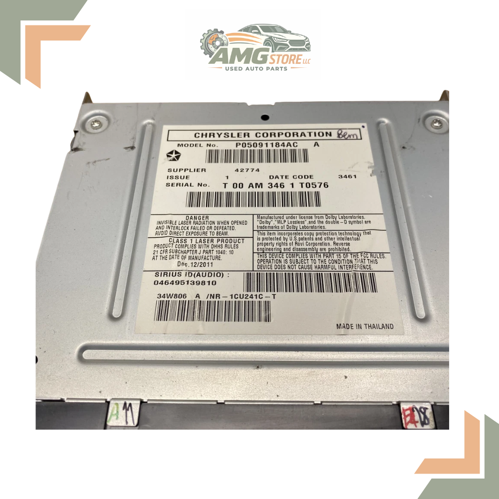 2011–2017 JEEP Dodge Challenger Chrysler Navigation 430n Radio Low RHB with CODE — view 4