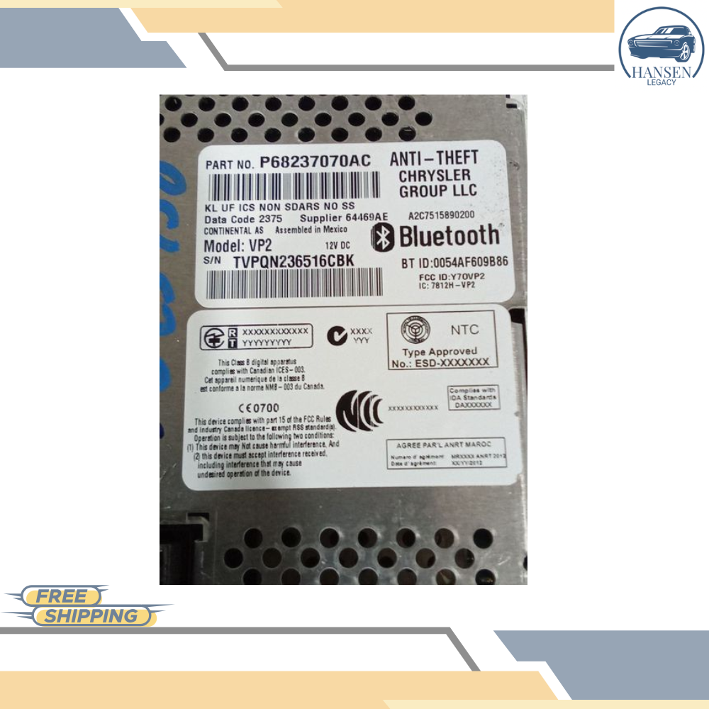 2016 Jeep Cherokee Display Screen Bluetooth Radio Receiver OEM — view 3