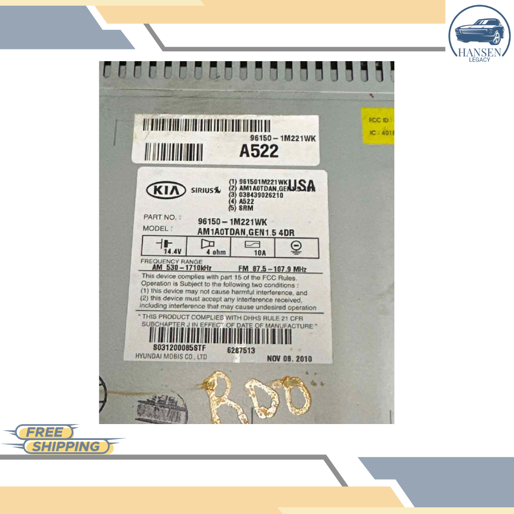 2010–2013 KIA Forte SDN CPE Radio AM FM CD MP3 Satellite Bluetooth Receiver OEM — view 3
