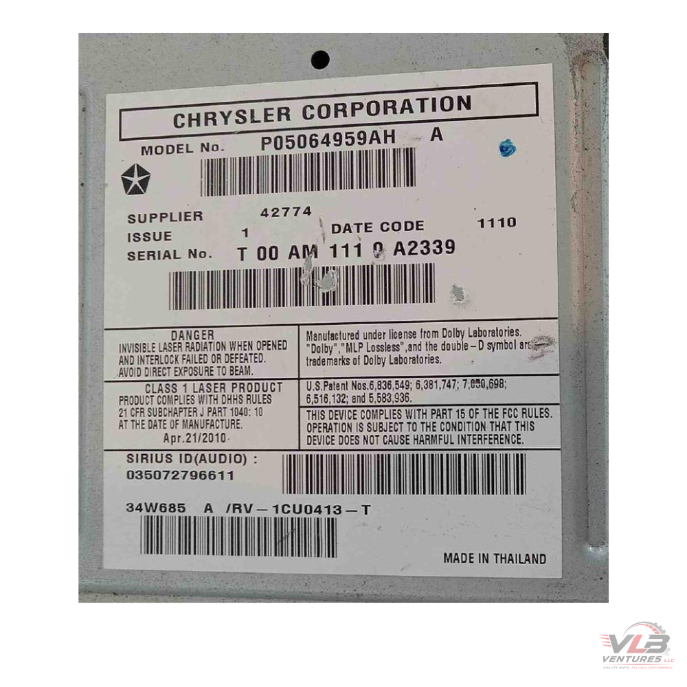 2011–2017 Jeep Patriot Compass AM FM CD DVD Satellite Radio Receiver ID RBZ OEM — view 5