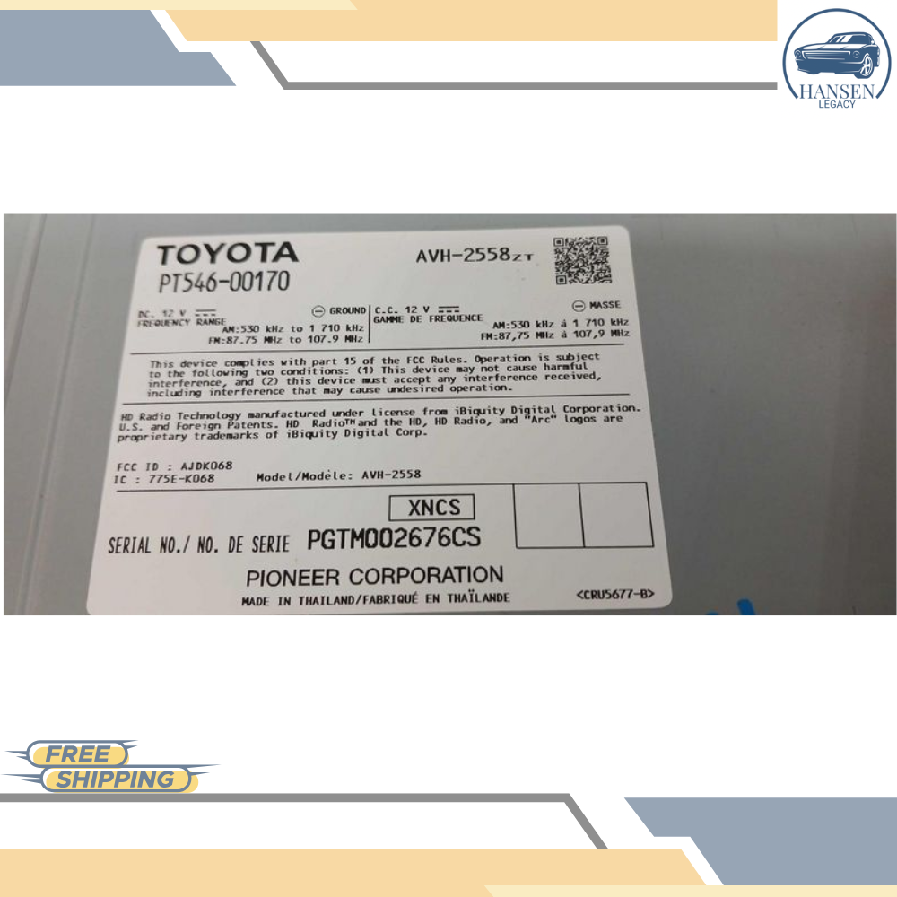 2017–2019 Toyota 86 Radio Display Receiver Face ID T10087 OEM — view 3