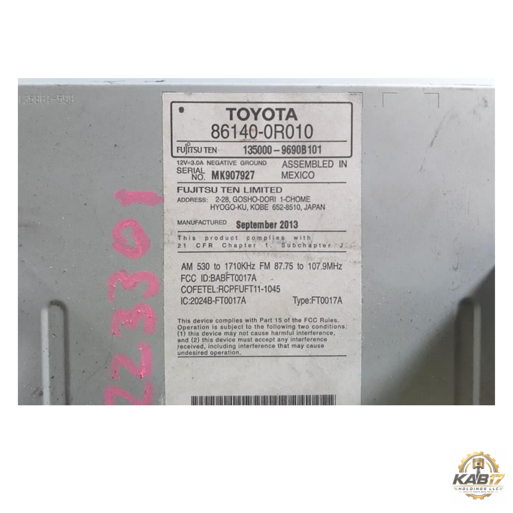 2013–2014 Toyota RAV4 Radio Display & Receiver Screen CD 100071 OEM — view 4
