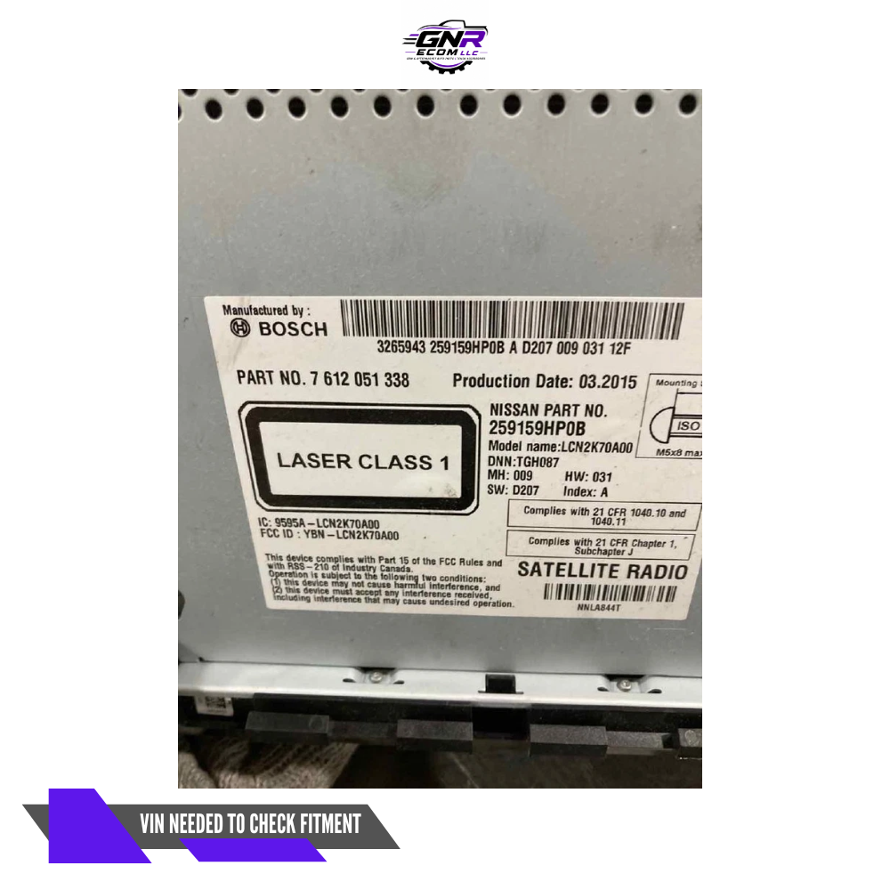 2015 Nissan Altima AM FM CD Player Radio Receiver with Navigation & Display OEM — view 3