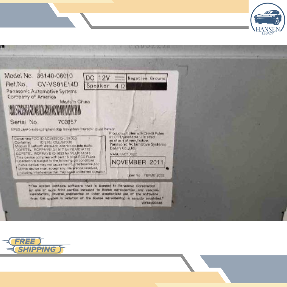 2012–2013 Toyota Camry Radio Display Receiver AM FM CD 57012 OEM — view 2