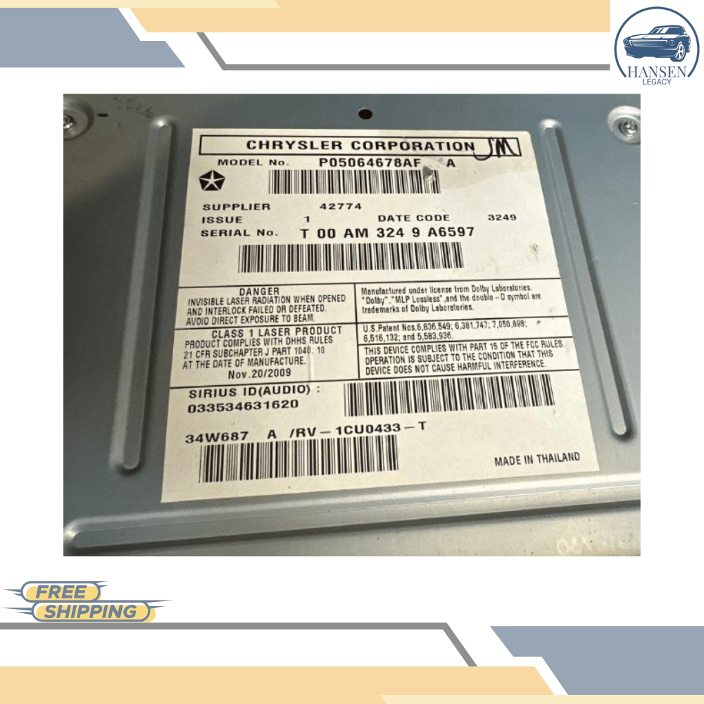2010–2012 Dodge Ram 2500 3500 Radio AM FM DVD Player Radio Receiver ID RBZ — view 4