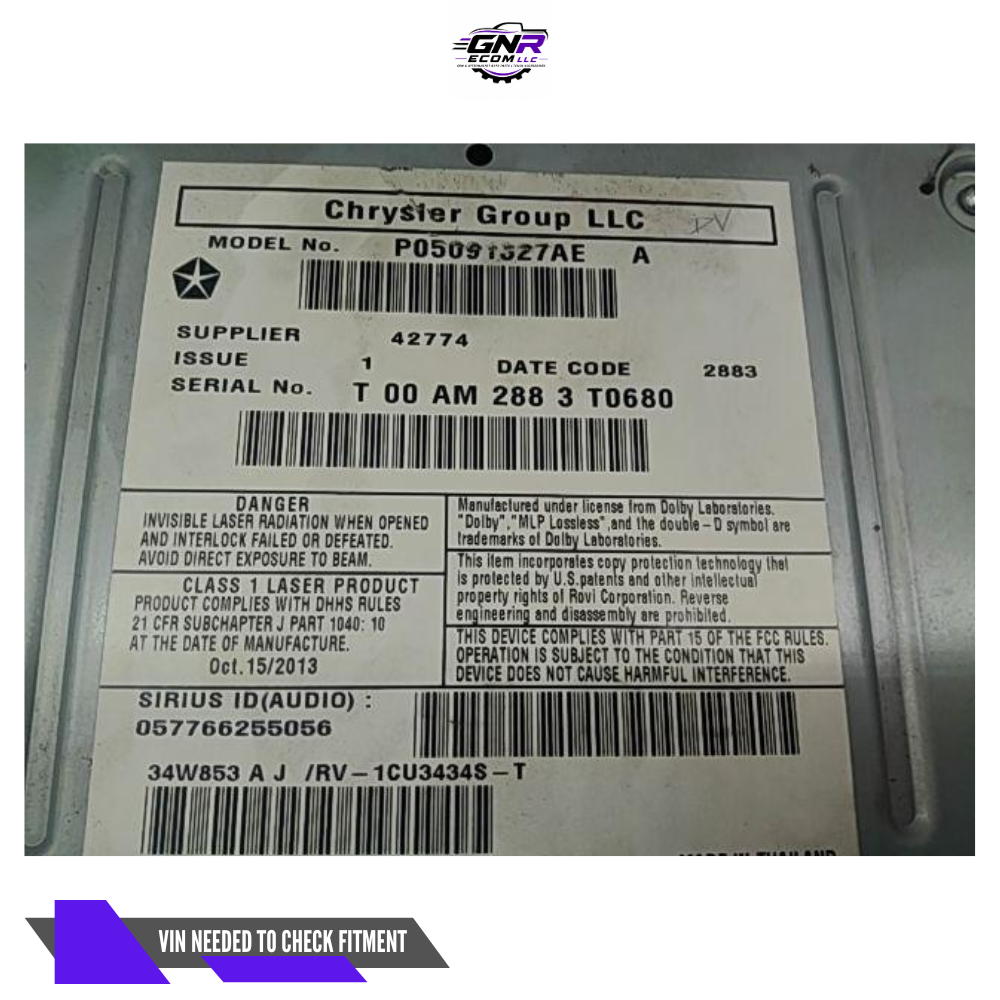 2012–2016 Chrysler Town & Country Multimedia SAT DVD Radio RBZ OEM — view 4