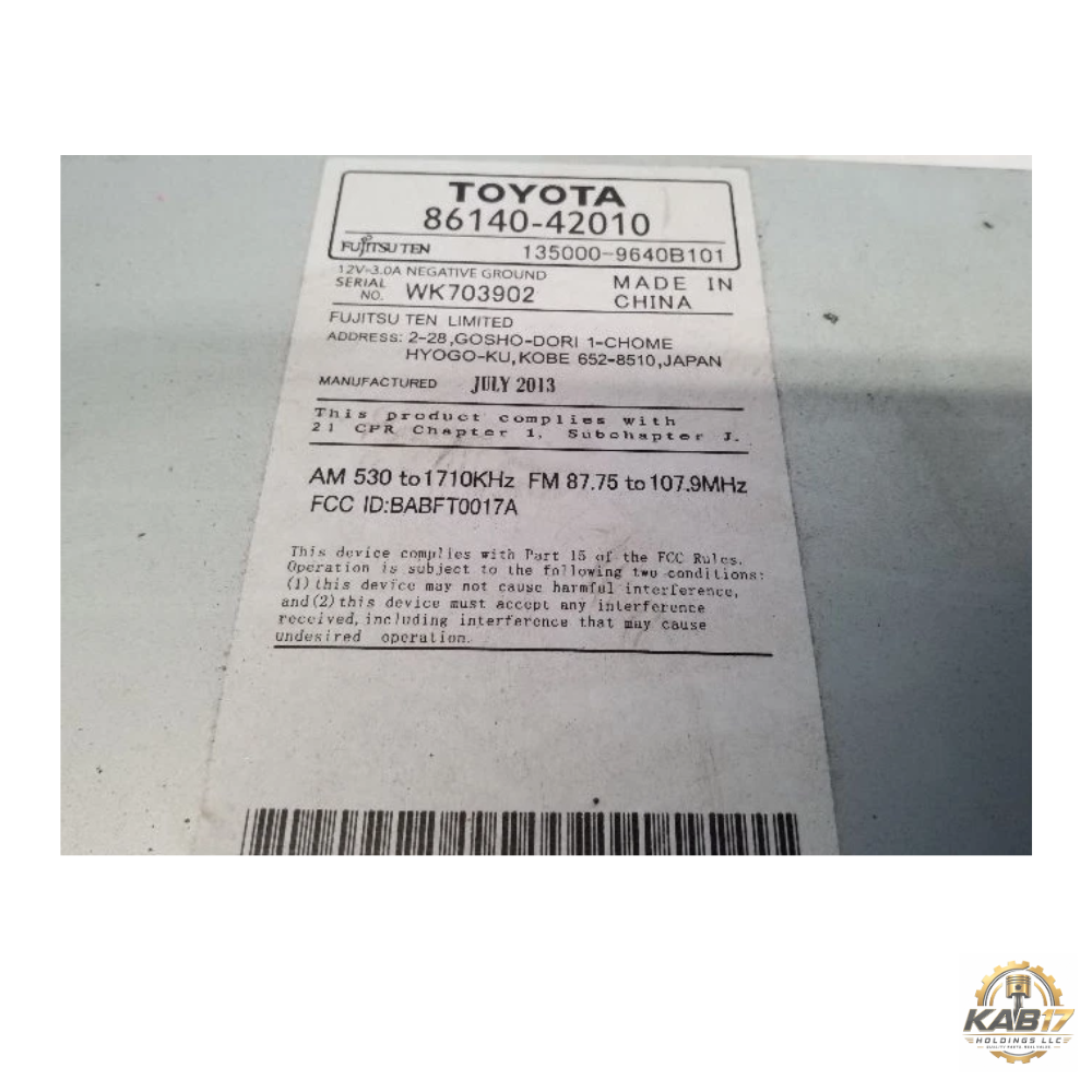 2013 Toyota Rav4 Radio Receiver with Display Screen 100067 OEM — view 2