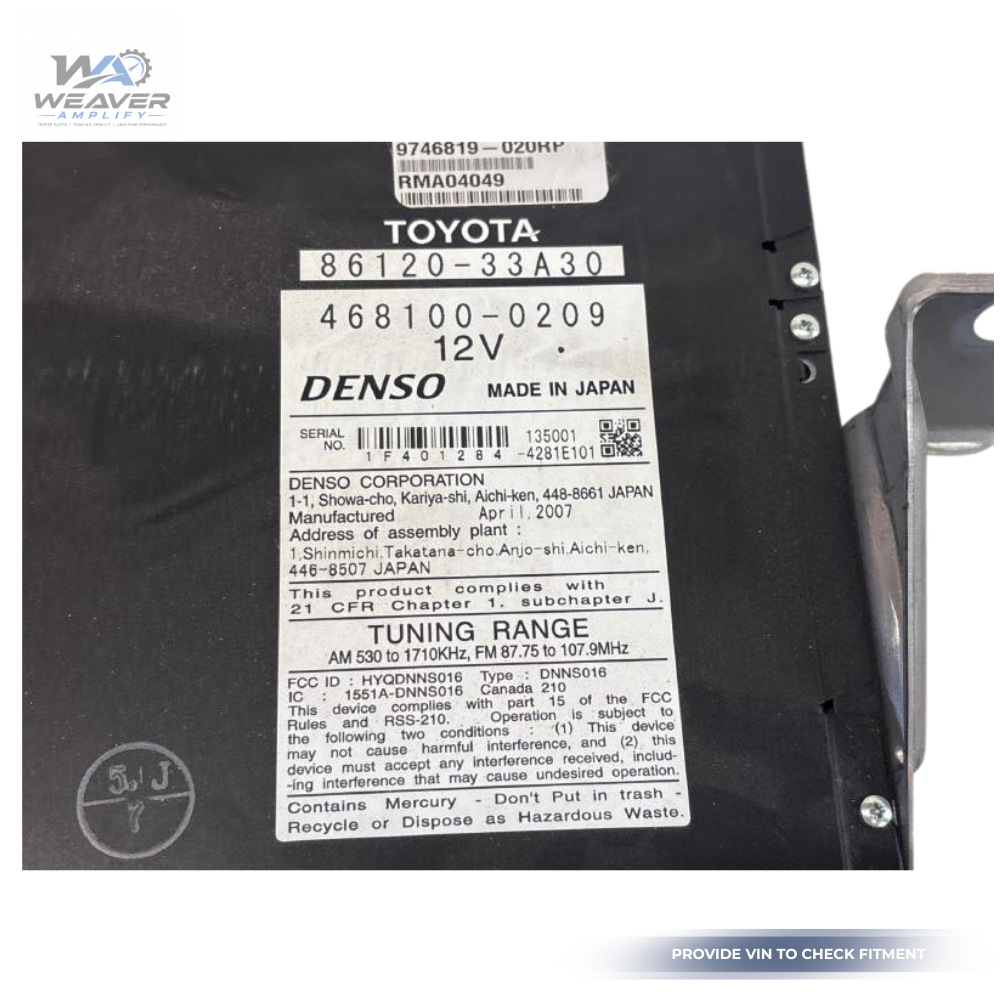 2007–2009 Toyota Camry AM FM CD Navigation Radio Receiver OEM — view 4