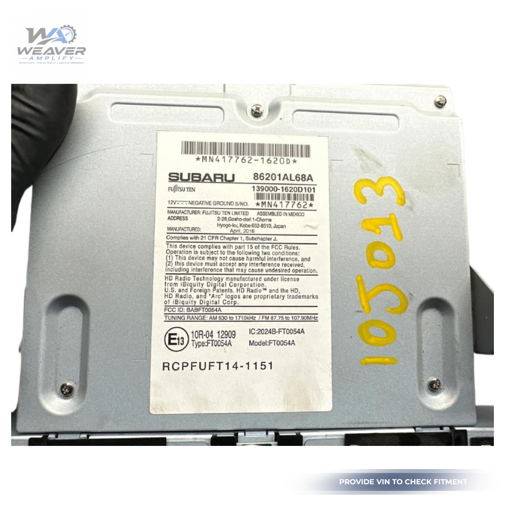 2016 Subaru Legacy Radio Receiver without Navigation US Market OEM — view 2