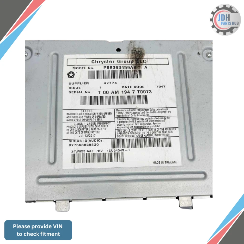 2012–2019 Dodge Caravan Radio Multimedia Satellite AM FM CD RBZ OEM — view 3