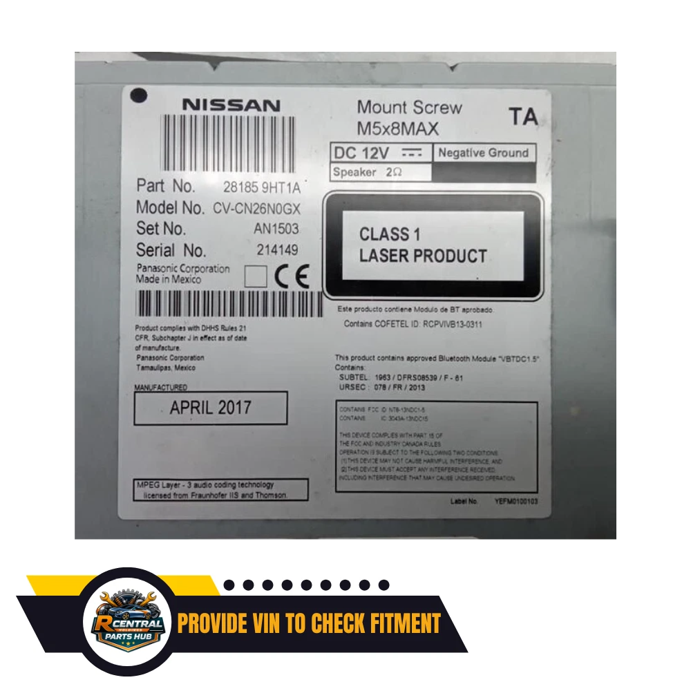 2016–2017 Nissan ALTIMA Radio Display Receiver AM FM CD OEM — view 2