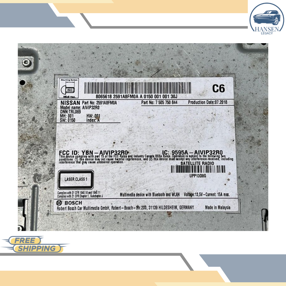 2018–2020 Nissan Rogue AM FM CD Radio Display & Receiver Single CD OEM — view 3
