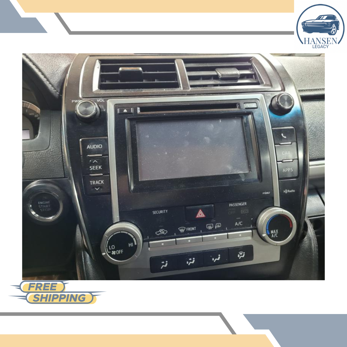 2012–2013 Toyota Camry AM FM CD Radio Display and Receiver Screen Face ID P10067 — view 1