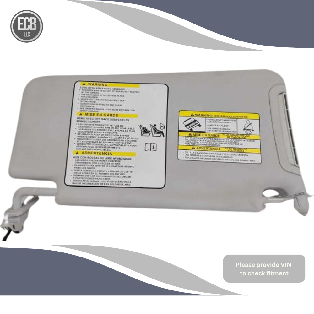 2015–2022 Jeep Renegade Left Driver Sun Visor Gray without Sunroof Illumination OEM — view 1