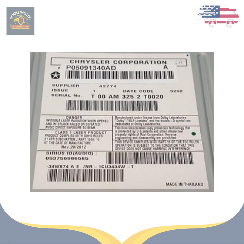 2013 Jeep Grand Cherokee Radio with Navigation Sat CD DVD HDD Face ID RHB OEM — view 3