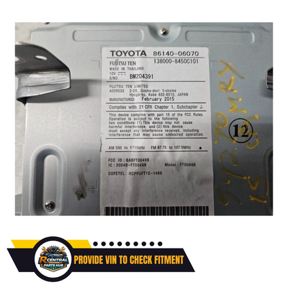 2015 Toyota Camry Radio Touch Screen Display Receiver 100366 OEM — view 3