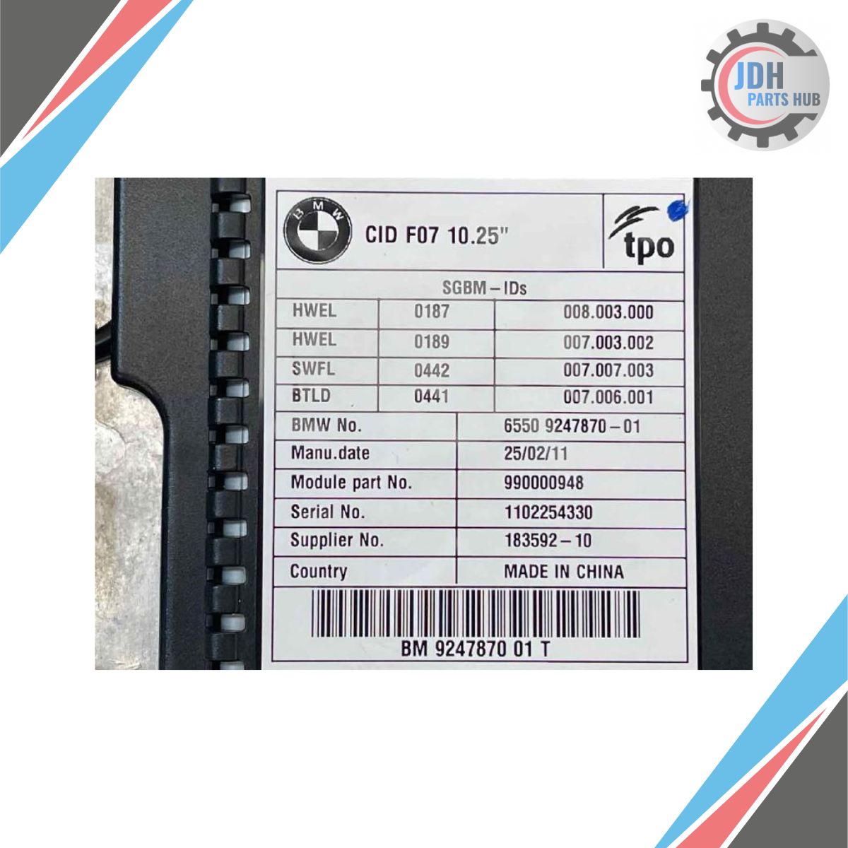 2010–2013 BMW 535i GT 10.25" Navigation Info Display Screen CID LCD OEM — view 5