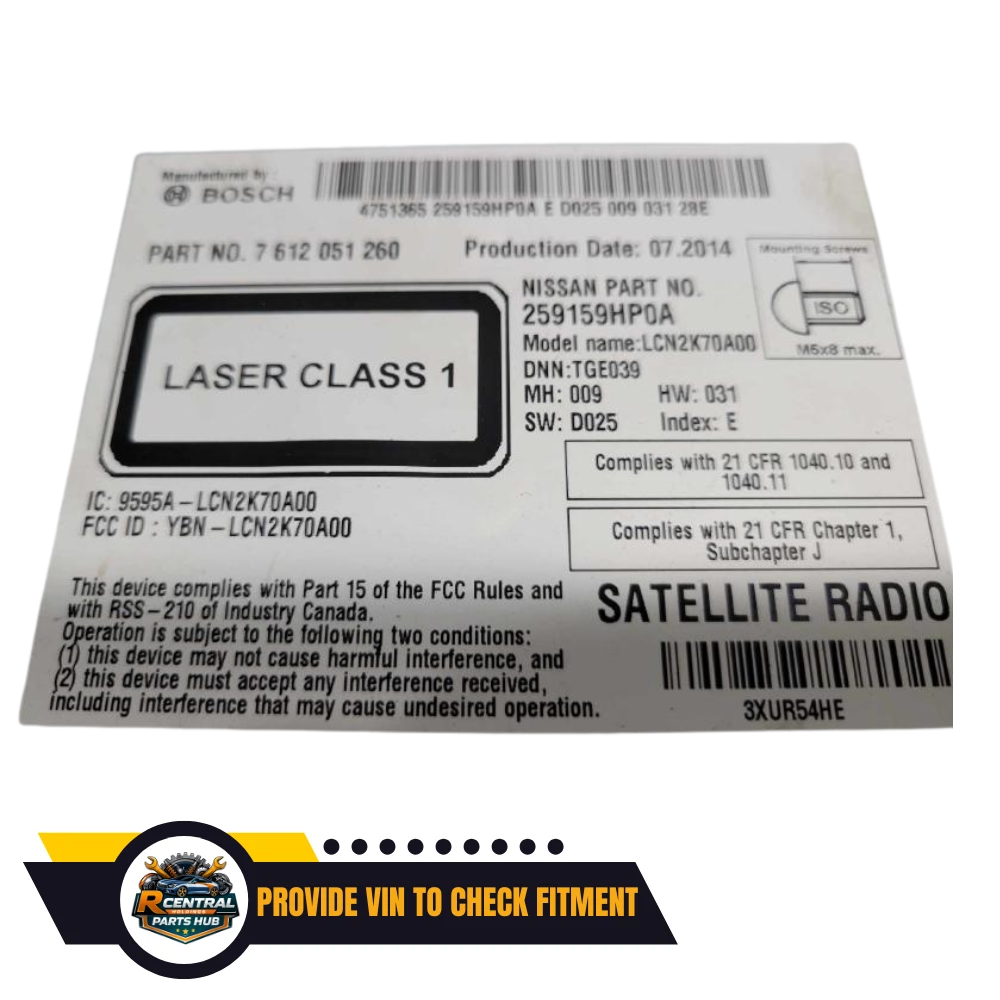 2015 Nissan Altima AM FM CD Player Radio Receiver with Navigation & Display OEM — view 3