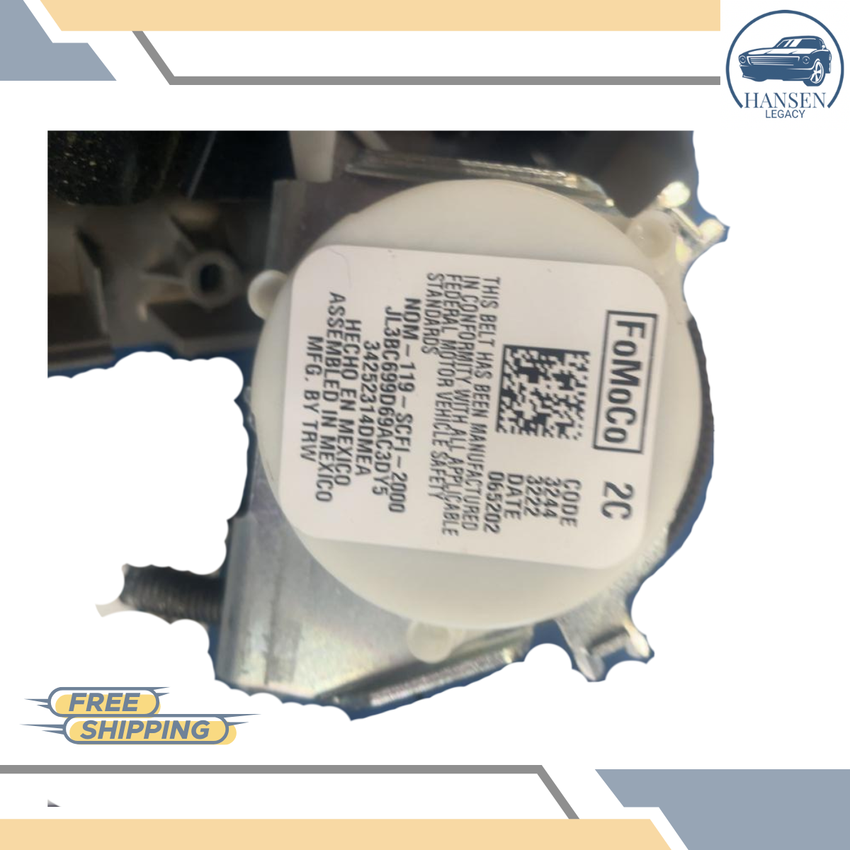 2018–2020 Ford F150 Left Driver Side Seat Belt Retractor Crew Cab Gray — view 3