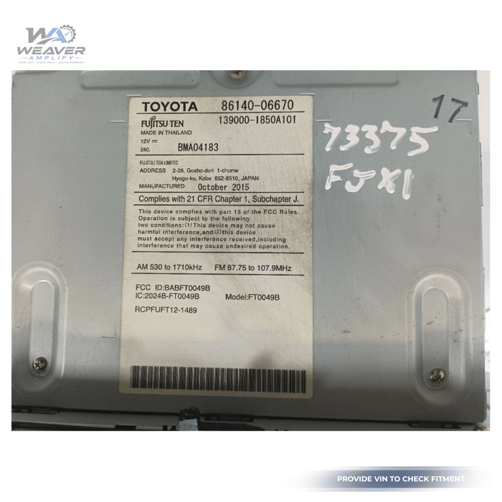2016–2017 Toyota Camry AM FM CD Radio Player Display Screen OEM — view 4